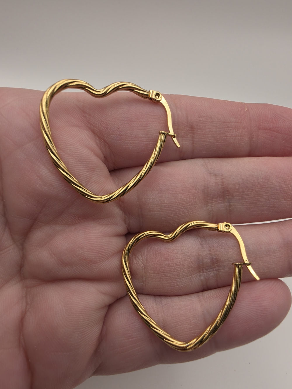 Gold Filled Heart Hoop Earrings - Elegant Twisted Design